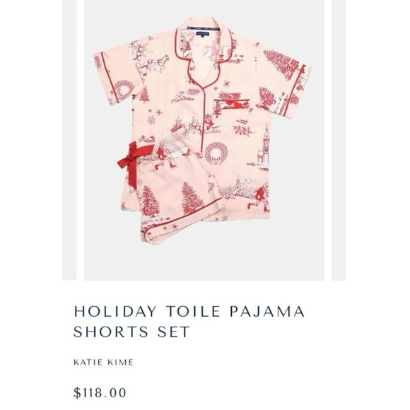 Katie Kime New Holiday Toile Pajama Short Set PJ’s Vintage Retro Size 3XL / 2XL - Picture 3 of 16